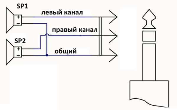 схема подключения наушников