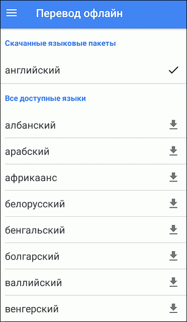 офлайн перевод в гугл переводчик
