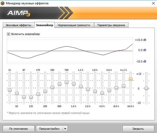 эквалайзер плеера AIMP